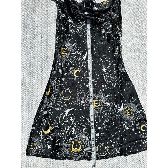 Wednesday's Girl Slip Dress Women's Extra Small Black Celestial Print Cowl Neck - Picture 6 of 7